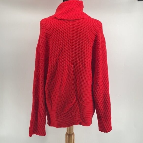 ANTHROPOLOGIE Moth red sweater wide sleeves soft event holiday striped sz small - Picture 6 of 6